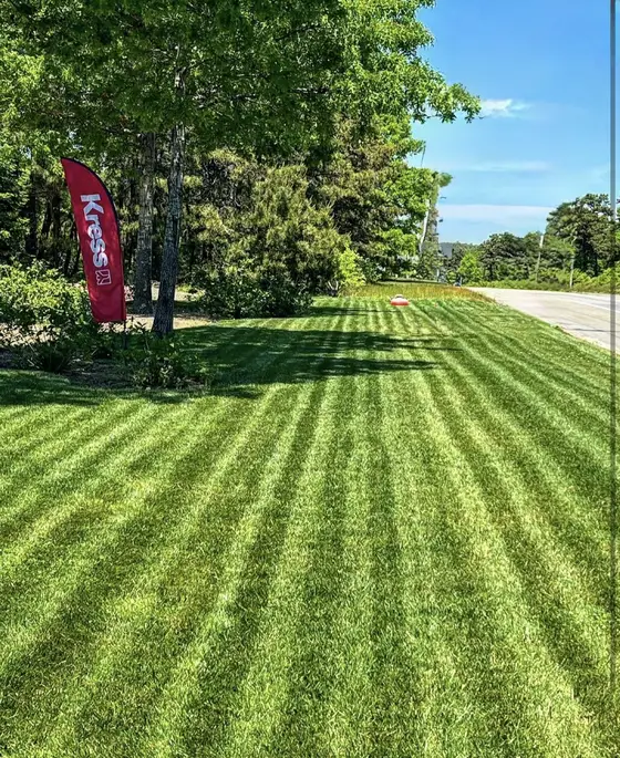 Perfect daily stripes on a lawn